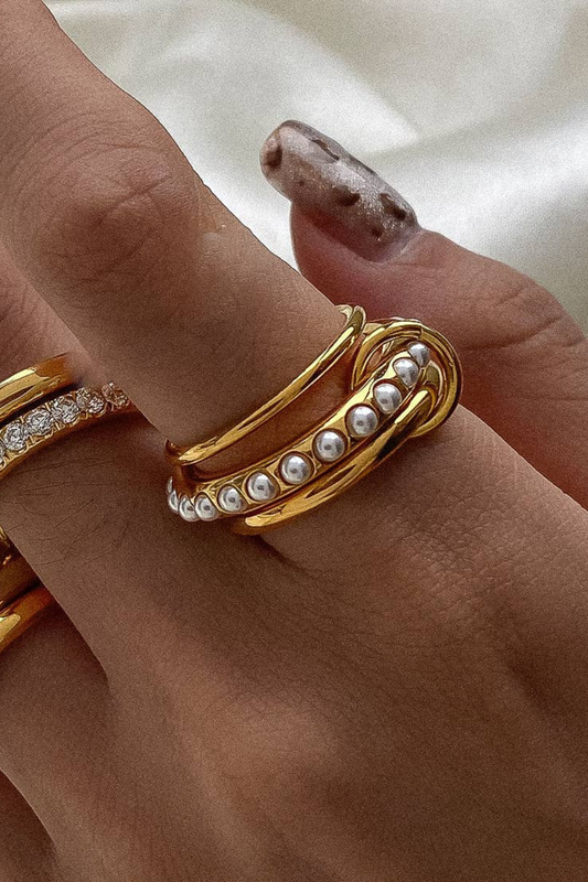 Danton Gold Pearl Stack Ring
